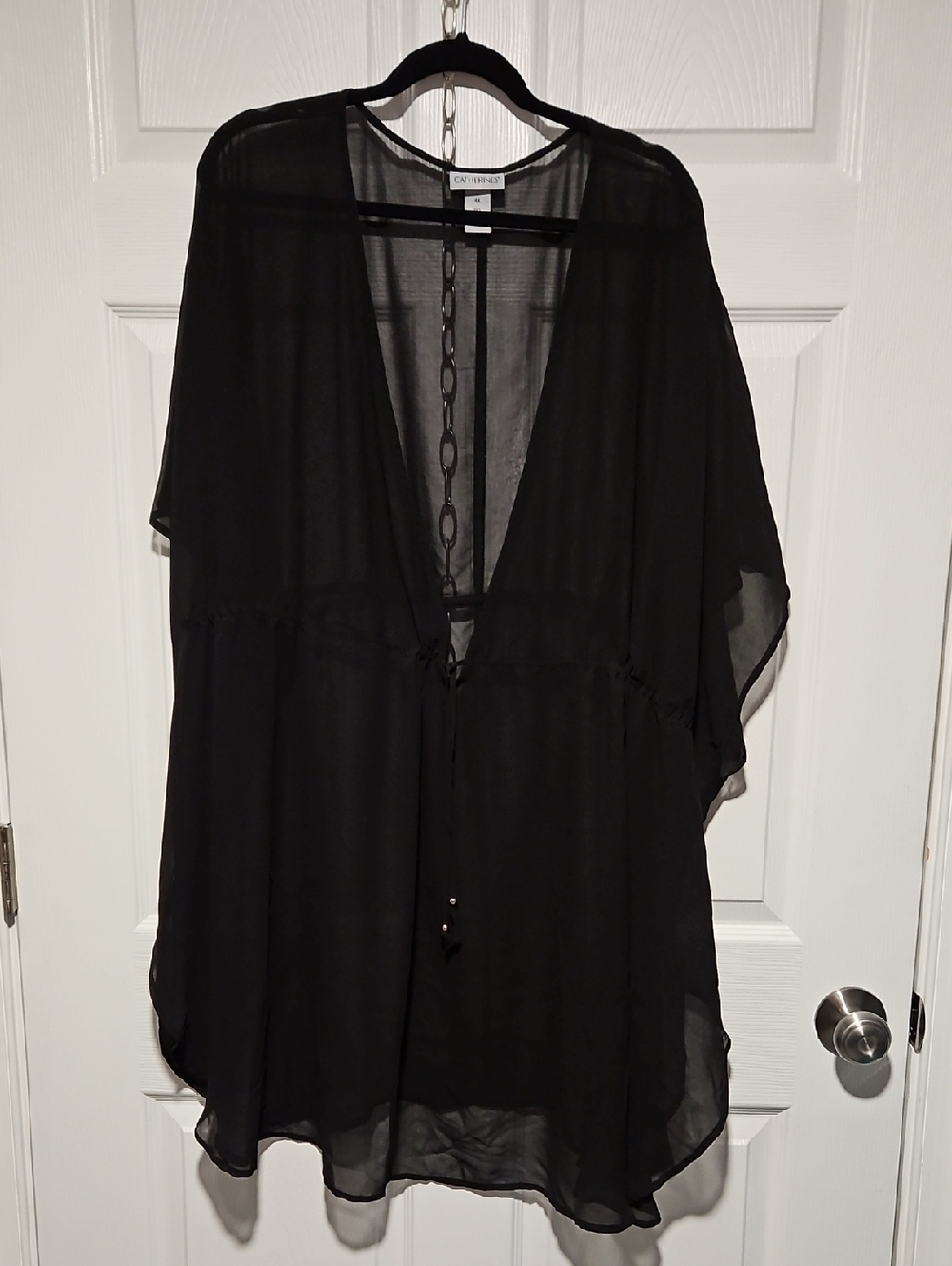 Catherines Black Sheer Tie-Front Cover-Up